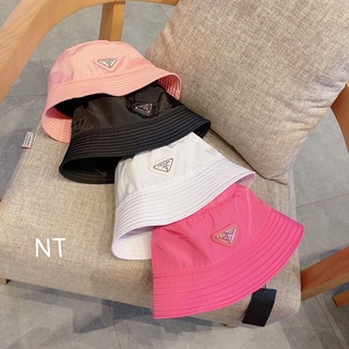 Mũ vành Prada kaki bóng logo