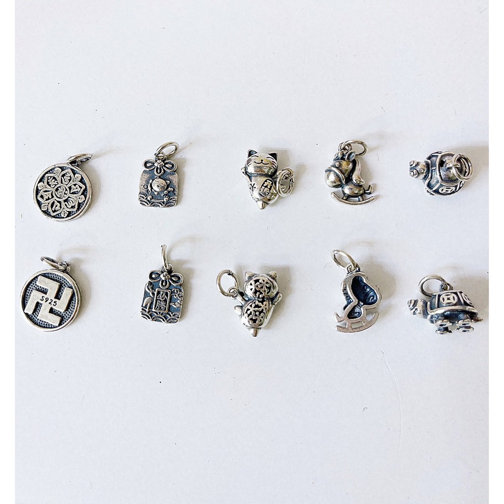 Charm bạc treo mèo thần tài may mắn bạc 925