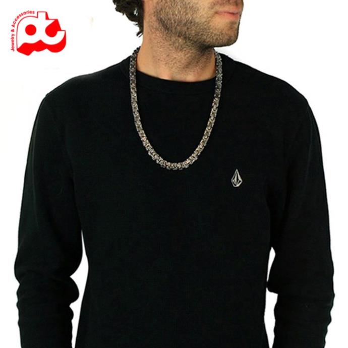 Dây chuyền nam titan cao cấp đẹp sang trọng thép không gỉ ziczac PT JEWELRY kích cỡ 9mm màu trắng PTDCNA26