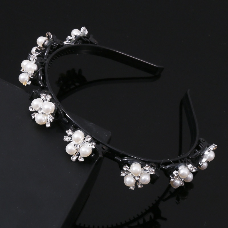 Braided headband beautiful pearl flower headband