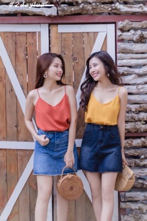 Áo 2 dây vải lụa trơn nhiều màu (100% ảnh thật)