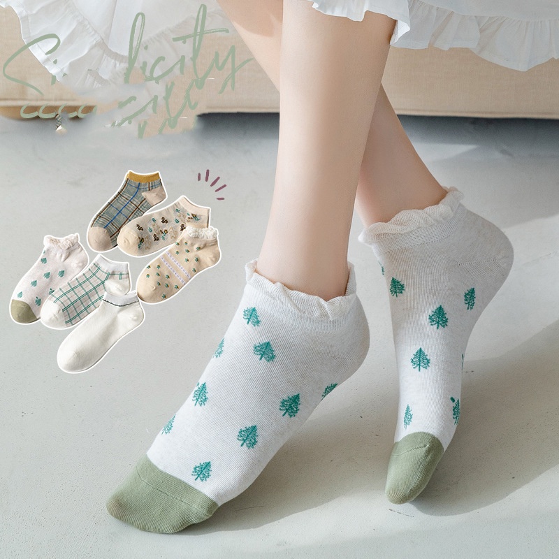 Tất cotton WAFNHA D459 thiết kế thoáng khí thời trang cho nữ
