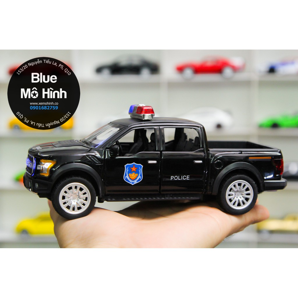 Blue mô hình | Mô hình xe cảnh sát Police Ford F150 Raptor mở hết cửa 1:32 Đen