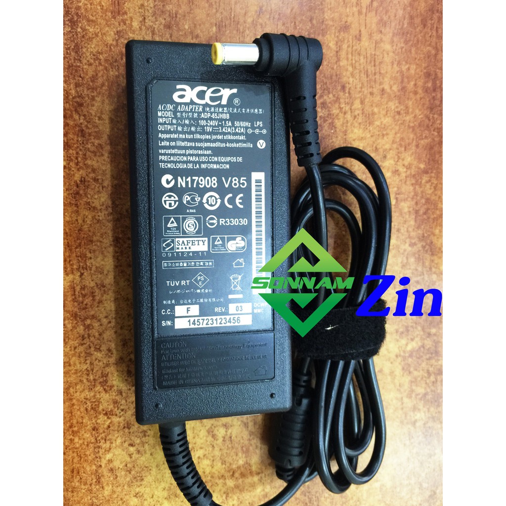 Combo bộ 3 sạc laptop acer 19v-3.42a chân thường kèm dây nguồn - bảo hành 12 tháng