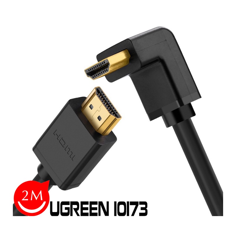 Cáp HDMI 1.4 Dài 2M Đầu Bẻ Góc Vuông Ugreen 10173 (Bẻ Xuống)