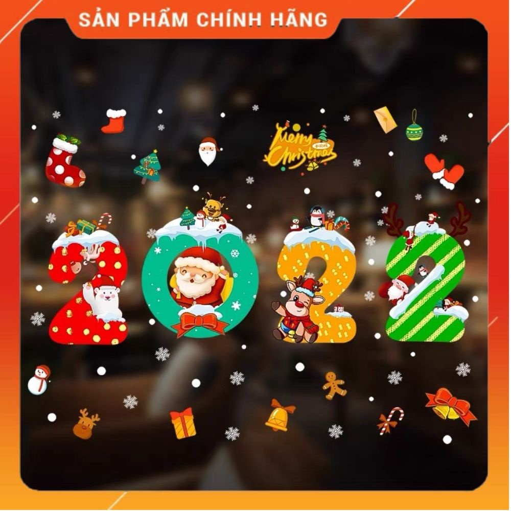 Decal Hít Tích Điện Trang Trí Giáng Sinh Noel Dán Tường Dán Cửa Kính ❤️ FREESHIP❤️ Set 2 Tờ Decal ❤️ Momomart
