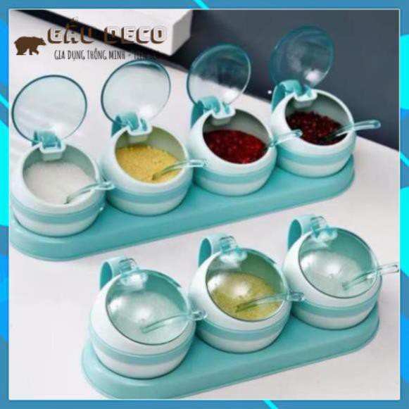Hũ đựng gia vị bằng nhựa - FREESHIP - Có nắp đậy, set 3-4 hũ