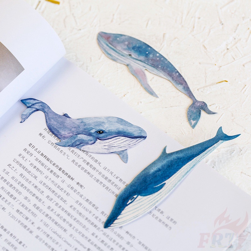 ❉ Dấu Trang Cá Voi Xanh ❉ Set 30 Thẻ Đánh Dấu Sách Thời Trang