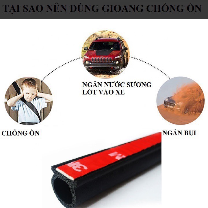 5 MÉT GIOĂNG CAO SU CHỮ D CHỐNG ỒN, CHỐNG BỤI - GIOĂNG NẸP CỬA, DÁN CỐP XE Ô TÔ