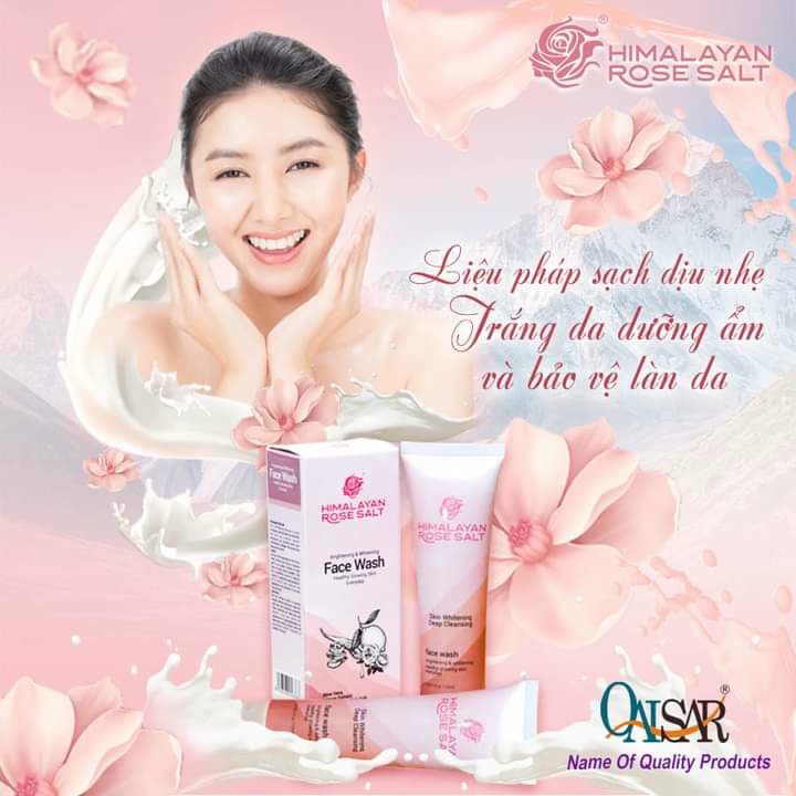 Sữa rửa mặt tẩy tế bào chết QAISAR Himalaya Rose Salt giúp sạch thoáng và không chứa xà phòng 120ml