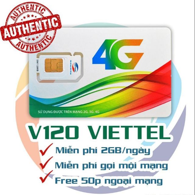 Sim Viettel gói V120 được 2GB/ngày miễn phí gọi nội mạng và ngoại mạng