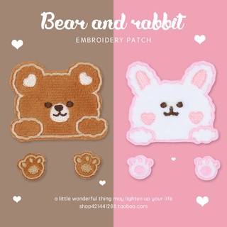 Zanmo sticker thêu - miếng vá thêu dán quần áo gấu thỏ đáng yêu