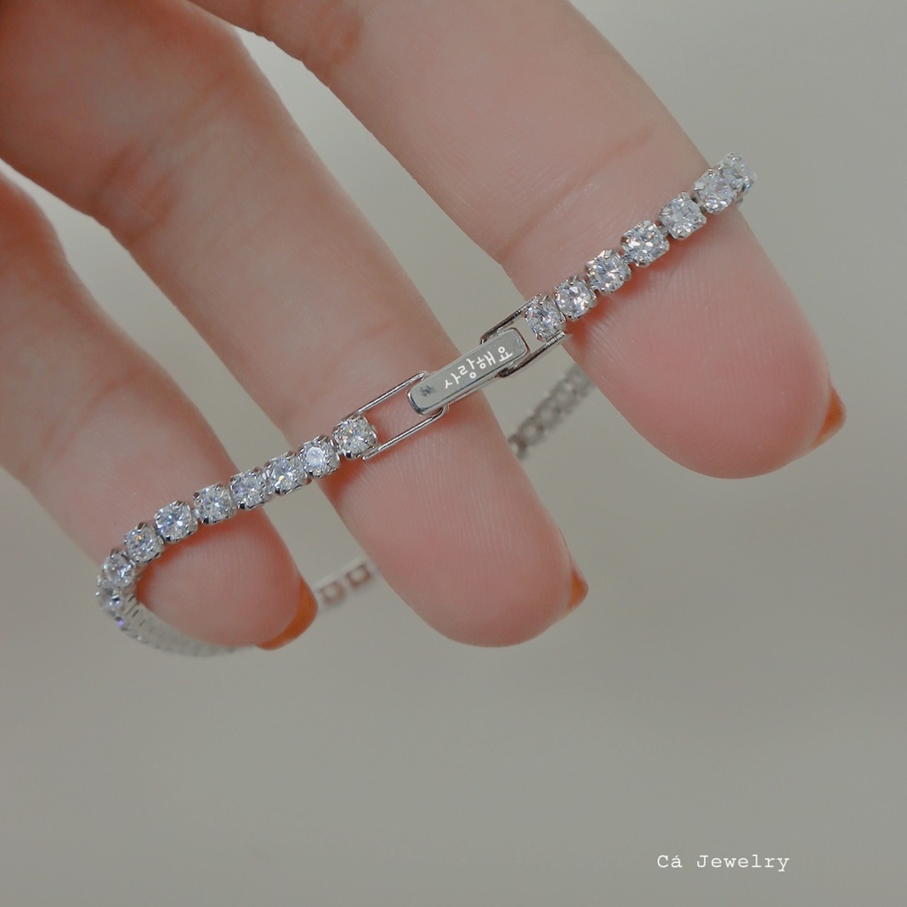 Vòng tay nữ lắc tay nữ bạc s925 dải đá khóa bấm Cá jewelry LTB118