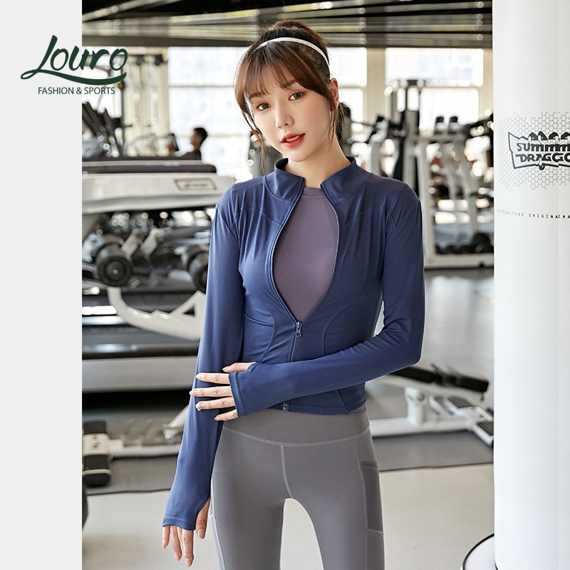 Áo khoác jacket Louro AKL12, kiểu áo khoác dù thể thao nữ mùa đông, dùng tập thể ...