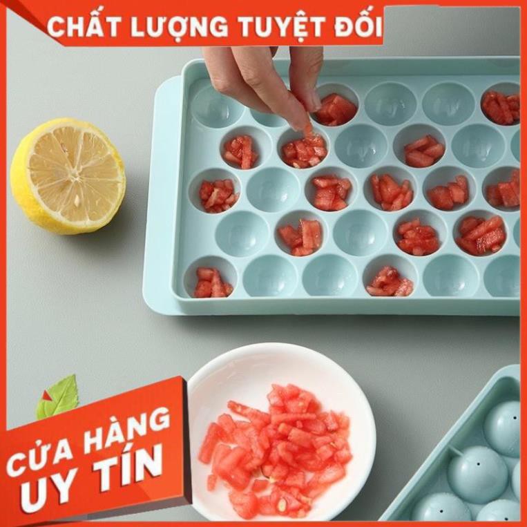 Sale Sốc - Khay làm đá viên, khuôn lam thạch hình tròn có nắp đậy. . Siroshop.