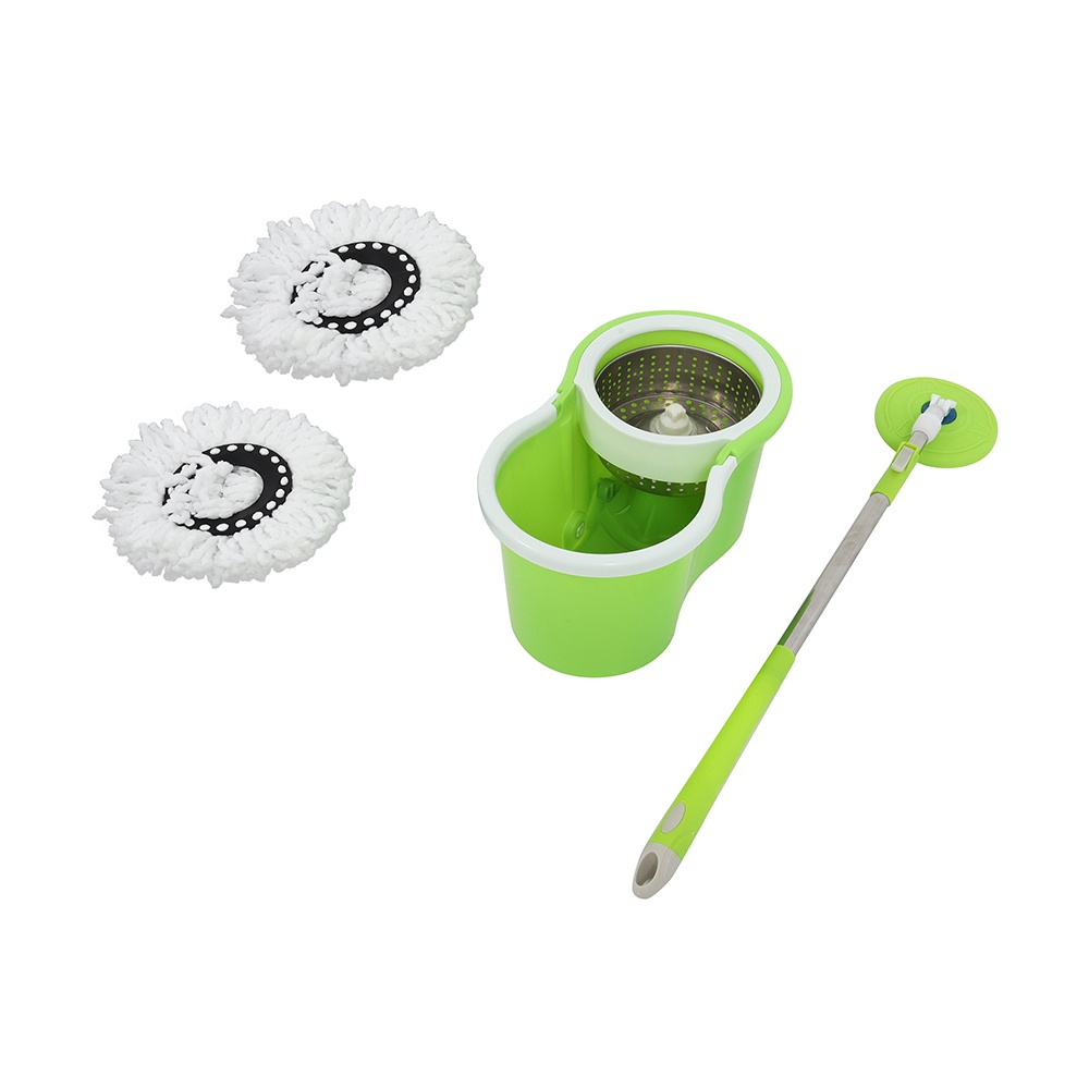 HomeBase Me Living Bộ cây lau nhà quay bằng thép không gỉ TAIKU W45xH25xD23cm màu xanh lá