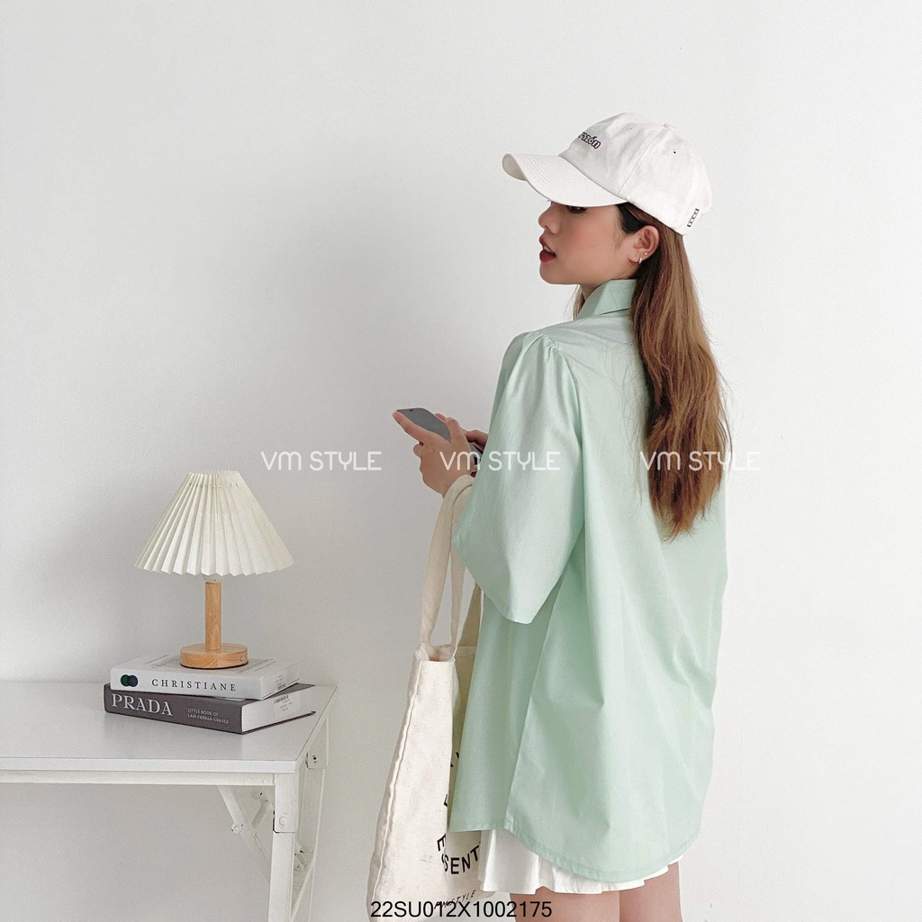 Áo sơ mi nữ freesize VM STYLE dáng rộng tay bồng xếp ly trẻ trung - 22SU012X1002