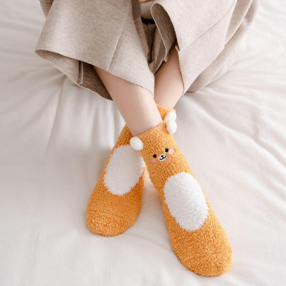 AROMA Vớ Lông Cừu San Hô Hình Thú Hoạt Hình Dễ Thương Cho Nữ