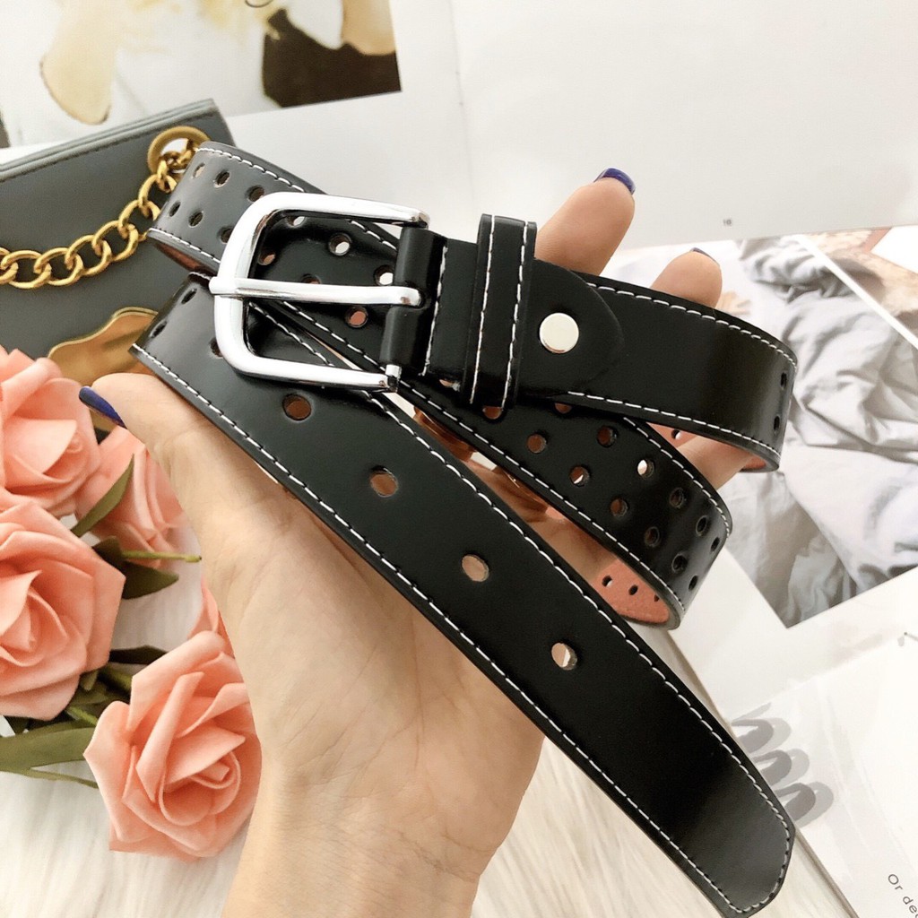 thắt lưng hot hit đục 2 hàng lỗ cực đẹp siêu hot ảnh thật bản 2,5cm