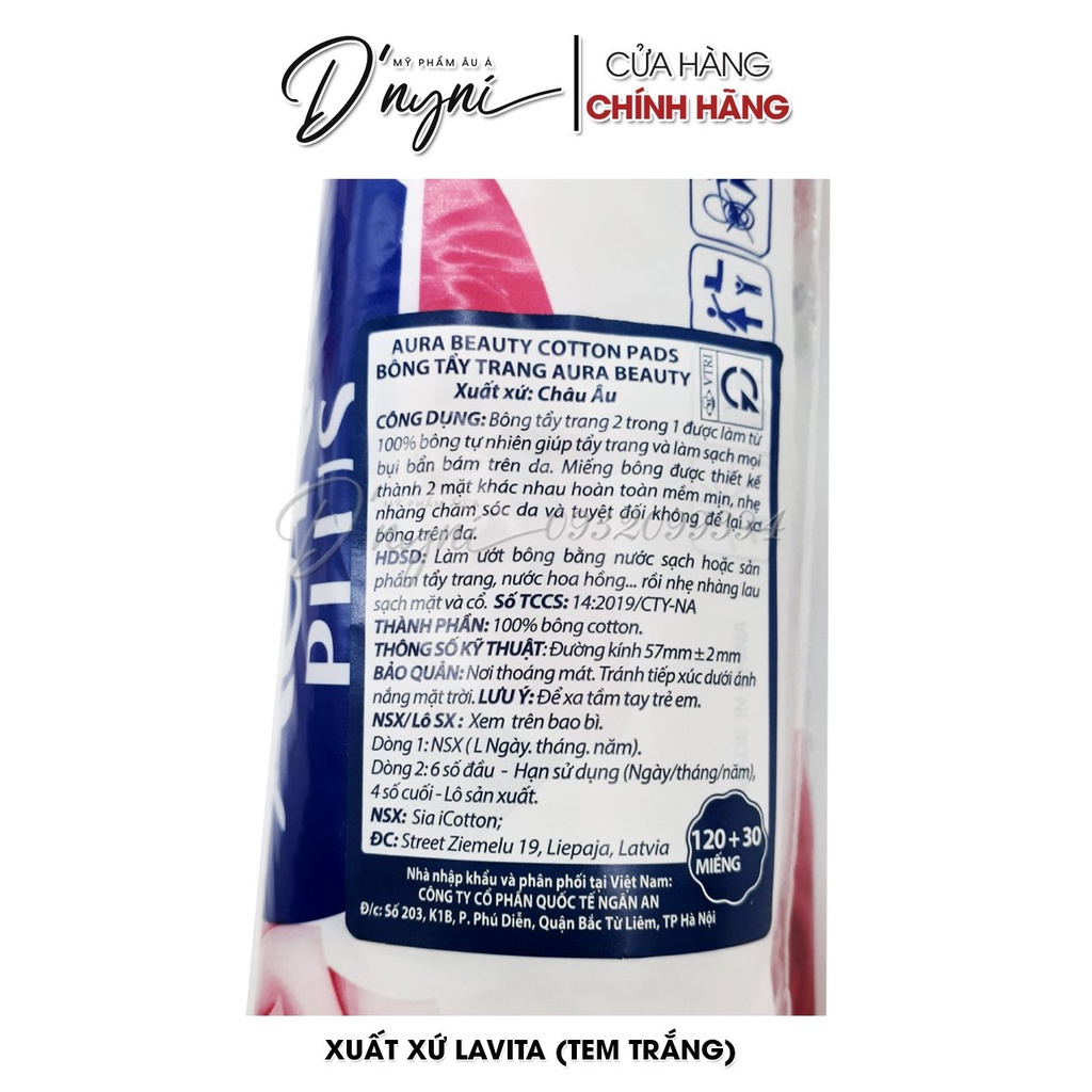 Bông Tẩy Trang Aura Beauty Cotton Pads 150 Miếng