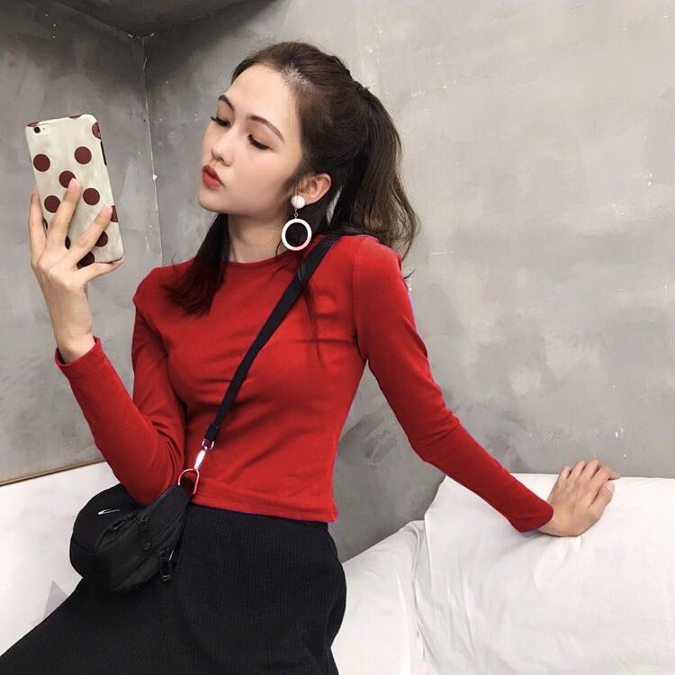 Áo thun BH dài tay phong cách Hàn Quốc xinh xắn cho phái nữ