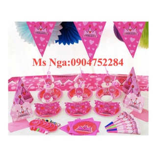 Bộ trang trí sinh nhật princess hồng tím(44 món)