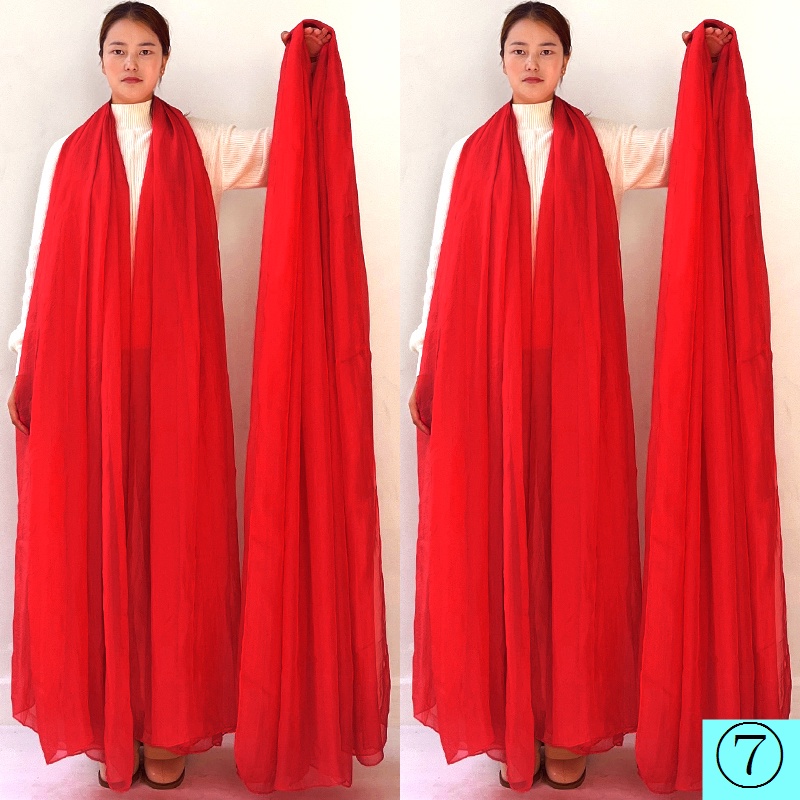 Khăn Choàng Dài 3m Vải Lụa Màu Đỏ Thời Trang Thu Đông Ấm Áp Cho Nữ