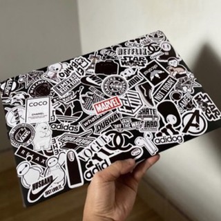 [Feedback] Bộ 100 sticker nhật trắng đen cá tính dùng để trang trí điện thoại di động/ván trượt/vali