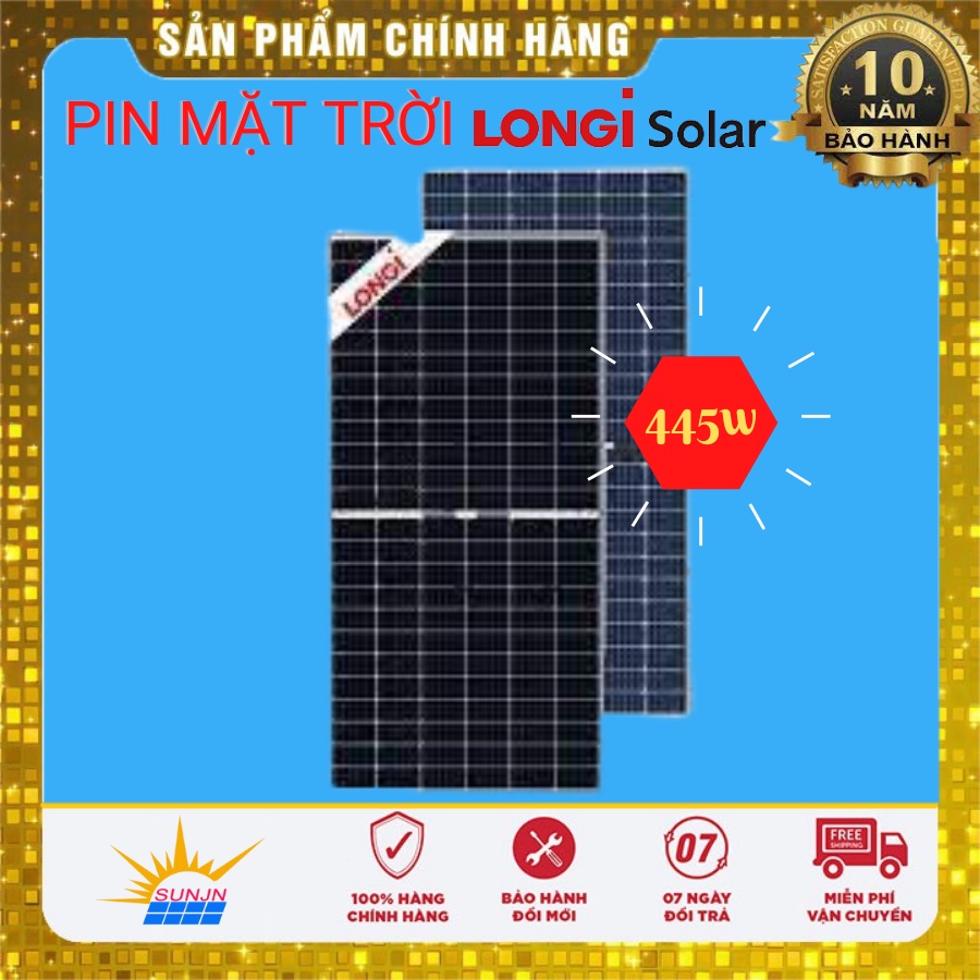 TẤM PIN NLMT LONGI SOALR 445W - 450W - 540W | HÀNG CHÍNH HÃNG - BẢO HÀNH 25 NĂM | SUNJN VIỆT NAM