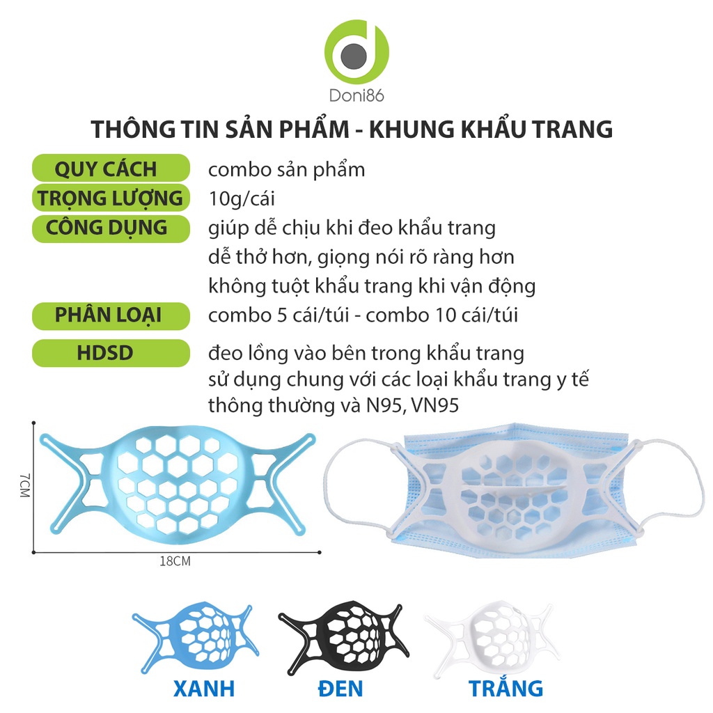 Khung khẩu trang 3D chống bí, giúp thoải mái khi đeo khẩu trang cả ngày_Doni86_DOPK194