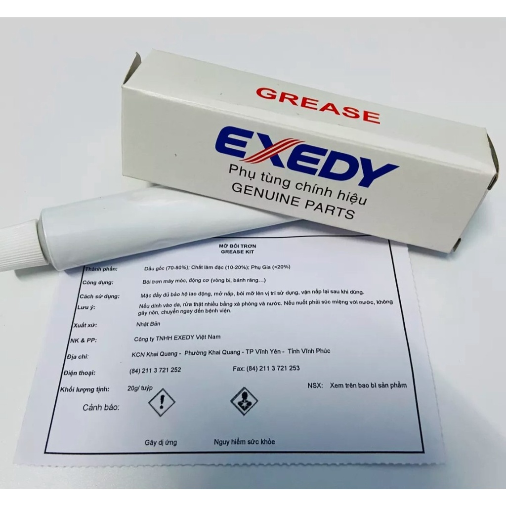 Tuýp mỡ bò chịu nhiệt Exedy 20 gam chuyên bôi trơn puly, chén cổ, bạc đạn hàng chất lượng cao