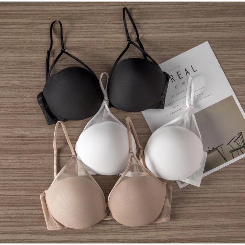 Áo Ngực Softie Không Đường May Phối Lưới Thoáng Khí Hai Dây Chéo Sau Lưng Cao Cấp 212