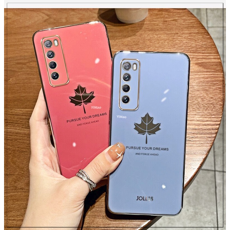 Ốp Điện Thoại Hình Vuông Họa Tiết Lá Phong Cho Vivo 1907 1920 1919 1818 1819 1935 1938 1915 1901 1906 1902 1903 1904