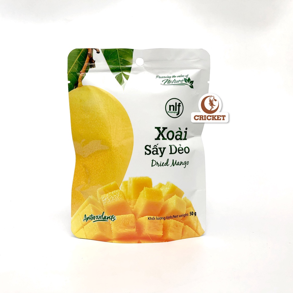 Xoài Sấy Dẻo Dried Mango NLF- Túi 50g - Thơm Ngon Tự Nhiên Giữ Trọn Vị Ban Đầu