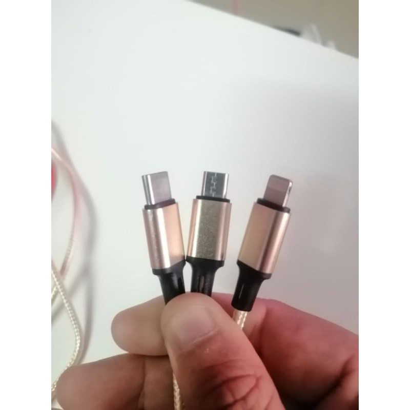 Cáp sạc nhanh 3 đầu dây dù IPHONE,TYPE-C, MICRO