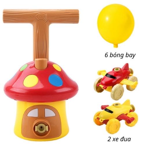 Đồ chơi vui nhộn xe bơm bóng bay hình nấm an toàn cho bé trai, gái 2 3 4 5 6 7 tuổi. Trò chơi vận động cho trẻ em MUMMID