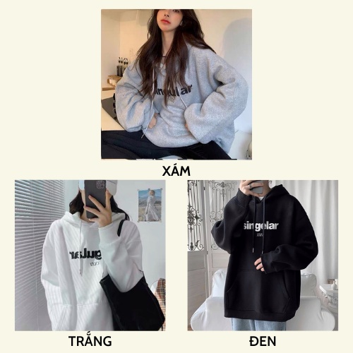 Áo hoodie nữ form rộng dày có mũ cute giá rẻ THE DELIA - Áo hoodie in chữ Singular KNN59 | BigBuy360 - bigbuy360.vn