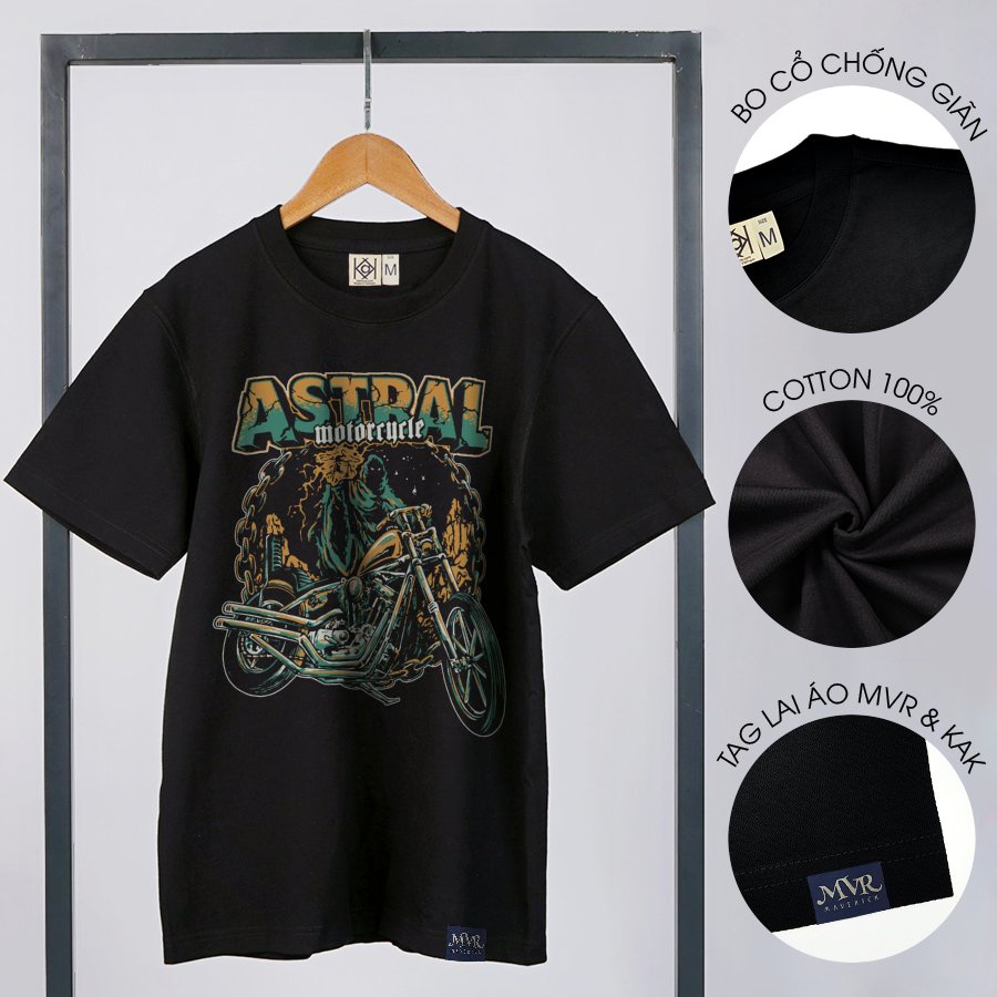 Áo thun nam mô tô moto thần chết ghost rider lái harley dành cho phong cách rock MVR size rộng tee Mỹ BB4283