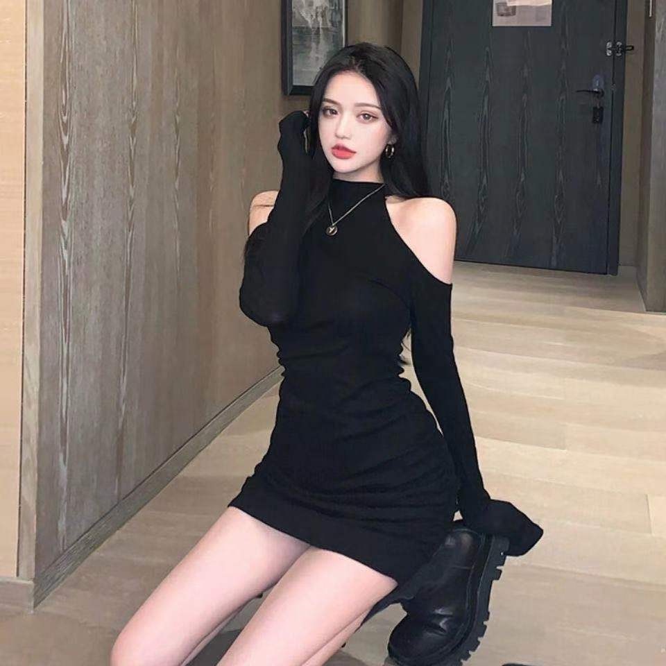 Đầm ZHELIHANGFEI dài tay trễ vai ôm dáng gợi cảm dành cho nữ