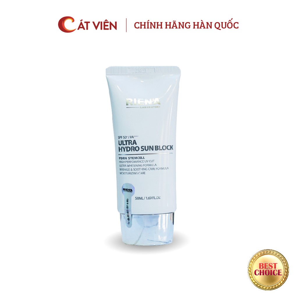 Kem chống nắng vật lý nâng tone Rien'a, cấp ẩm dưỡng trắng da chống lão hóa Hàn Quốc SPF50, PA+++ - Hàng chính hãng