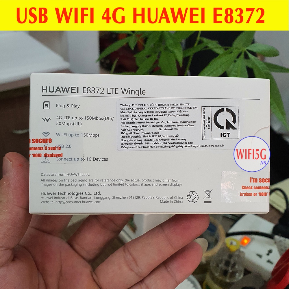 USB Wifi 4G Huawei E8372, Cấp Nguồn Qua Cổng USB - Hàng Chính Hãng