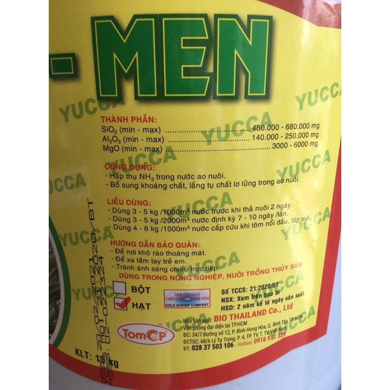 zeo, yucca,men vi sinh, làm sạch ao, 15kg/xô