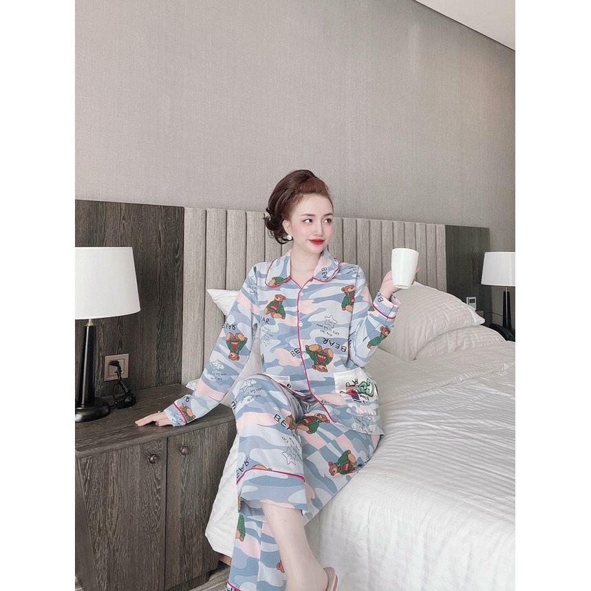Đồ bộ nữ pijama SOJUN Quần Dài Tay dài Lụa Mango Cao Cấp 40-60kg
