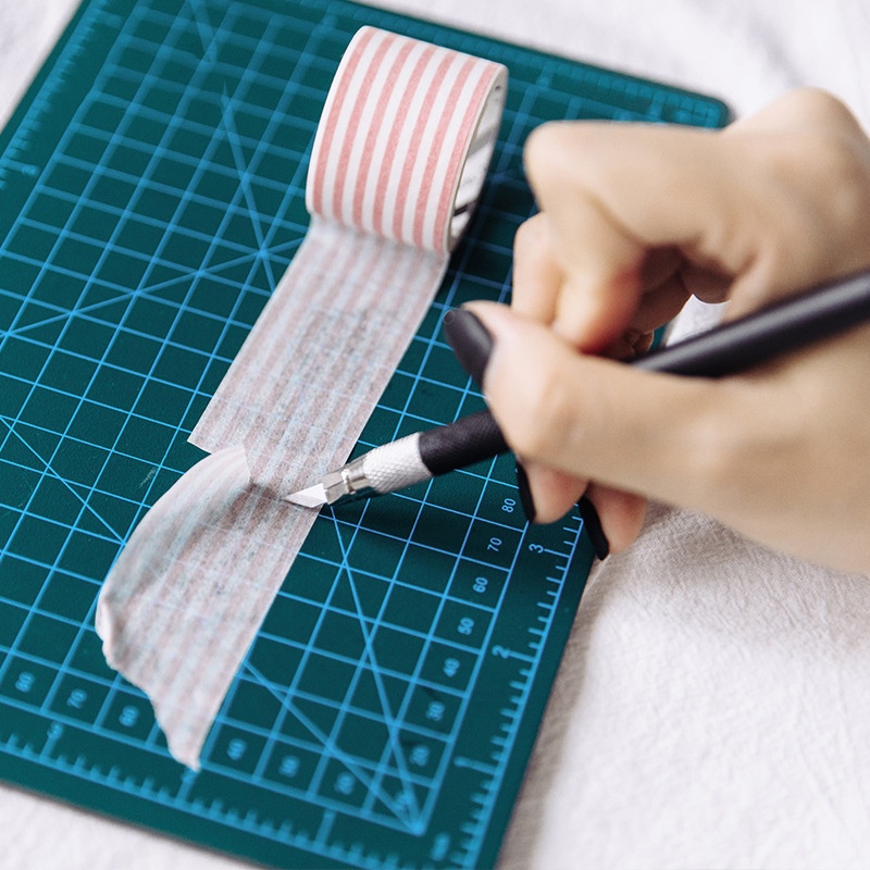 Dao cắt Washi tape - hộp 8 lưỡi thay thế và bảng kê cutting mat tùy chọn