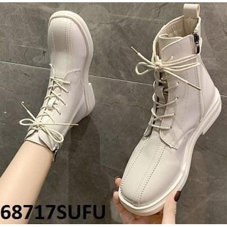 Boot nữ da đẹp màu sữa