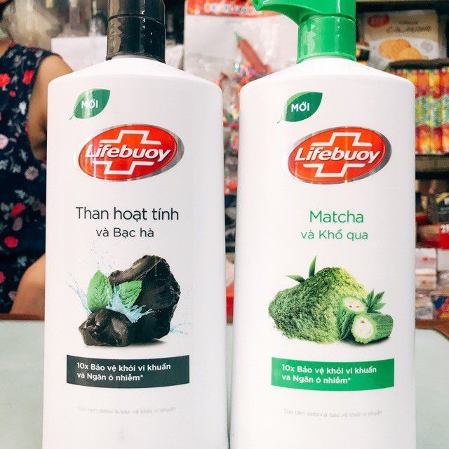 Sữa tắm lifeboy khổ qua/ bạc hà chai 850g - tặng kèm 4 bóp nhỏ xinh như hình