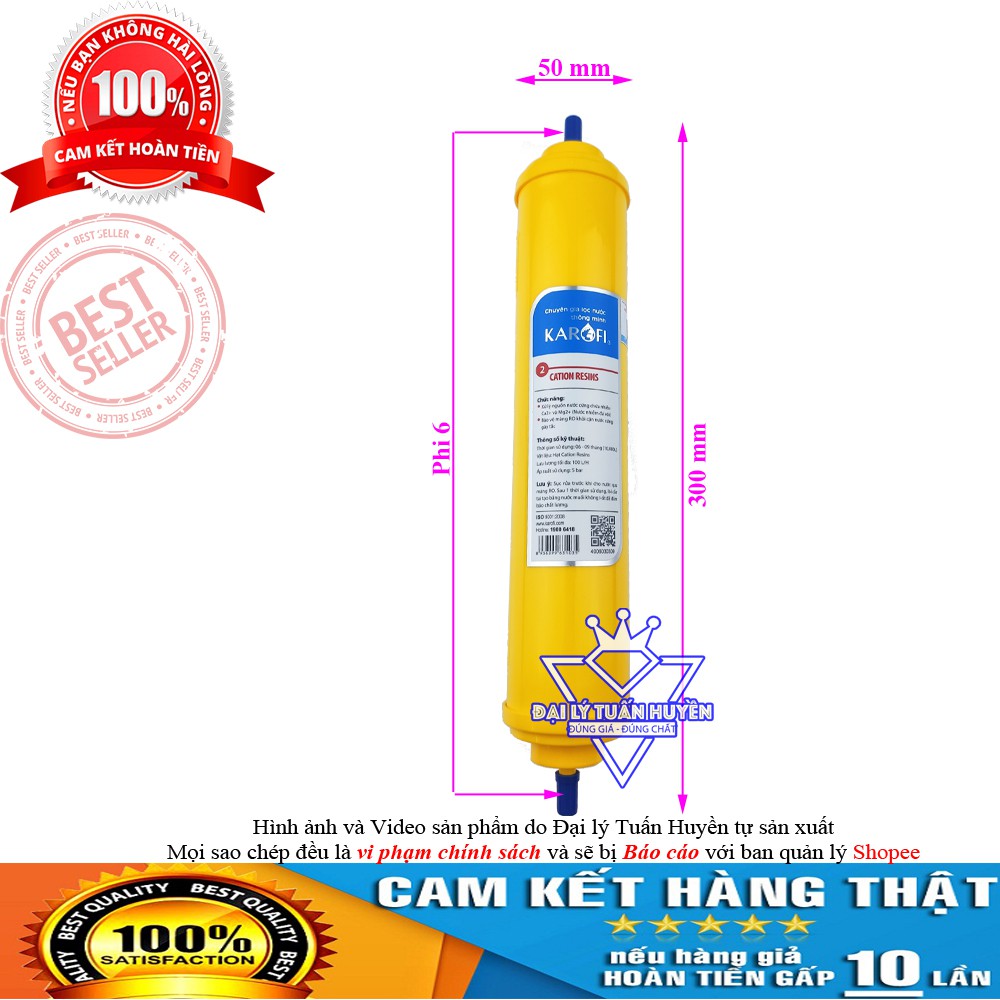 Lõi lọc nước Cation Resins Karofi chính hãng - Dùng cho máy K8RO-H