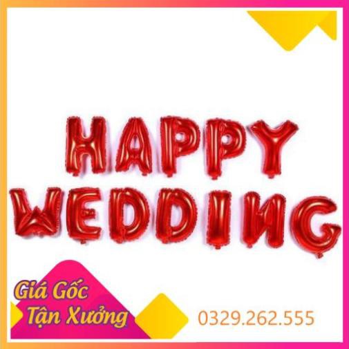 (Siêu Sale)  Bóng nhũ Bóng chữ Happy Wedding trang trí đám cưới