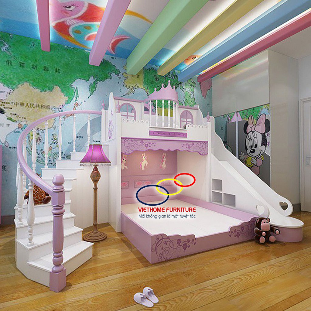 Giường tầng tàu xe lửa siêu cá tính cho bé trai tinh nghịch | BigBuy360 - bigbuy360.vn