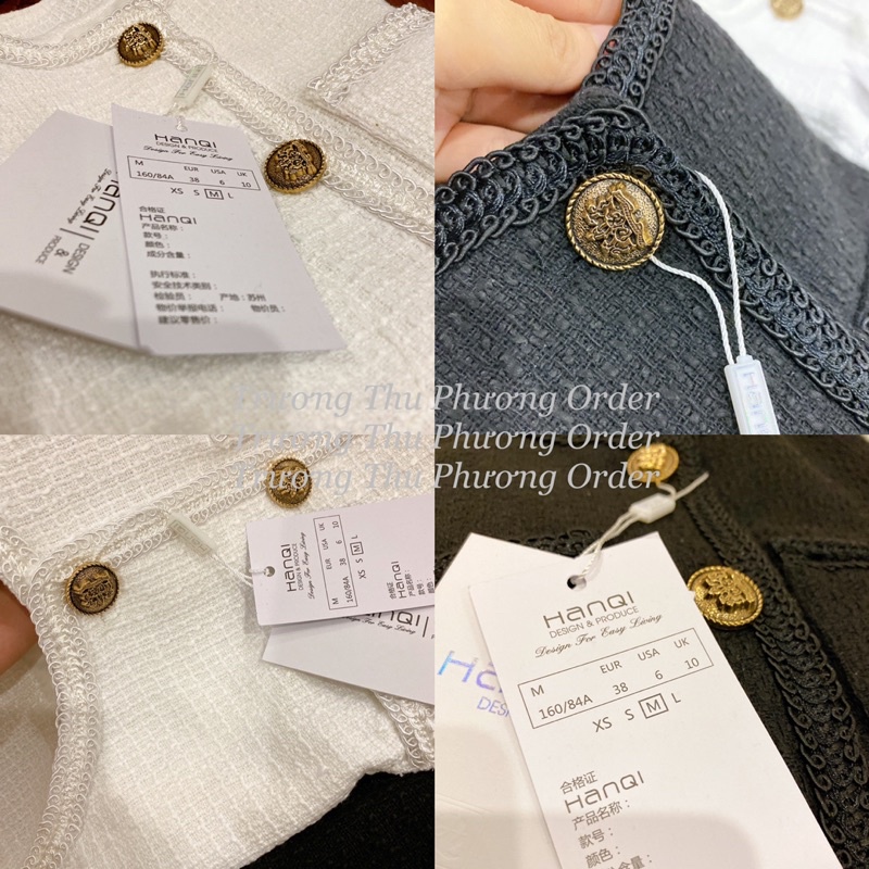 Áo Dạ Tweed Đen Dáng Ngắn Hàng QCCC